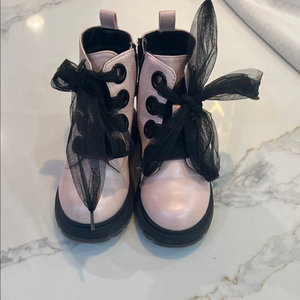 Nina Pink and Black Kids Boots